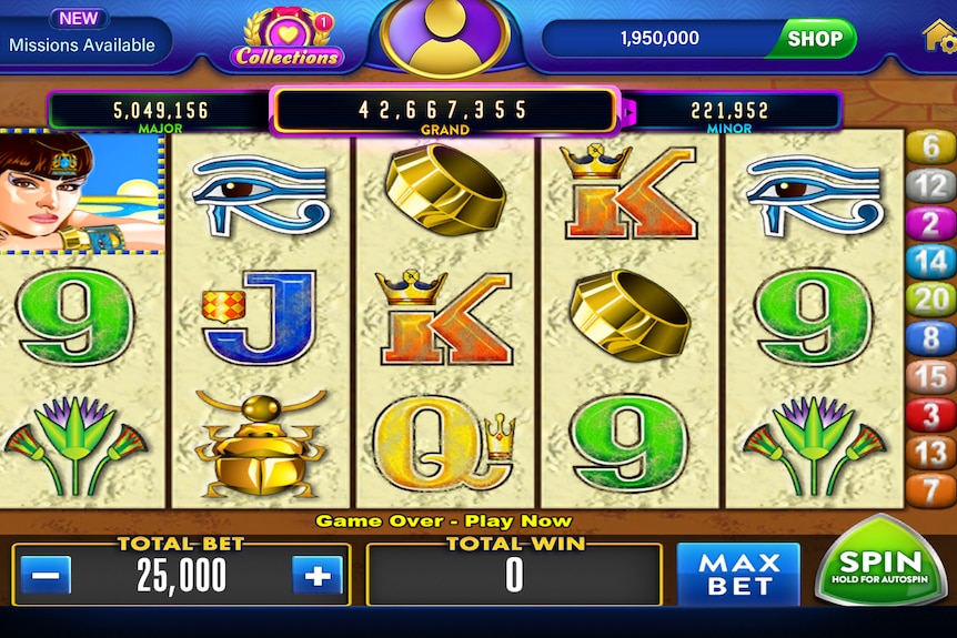 A screenshot of a social casino slots game.