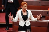 Pauline Hanson on her feet in the Senate