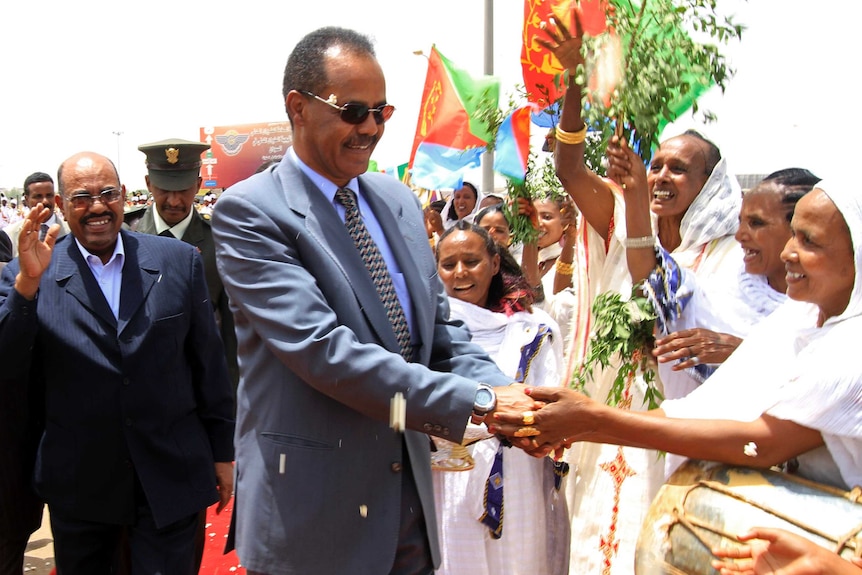 Eritrean president Isaias Afewerki in Sudan