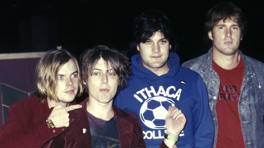 Ryan Griffiths, Craig Nicholls, Patrick Matthews, and Hamish Rosser of The Vines standing side-by-side