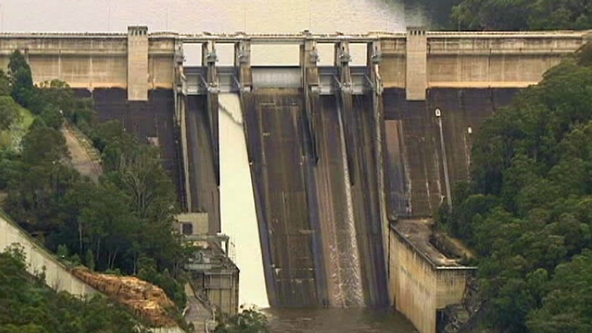 The Warragamba Dam, close to capacity due to heavy rainfall
