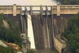 The Warragamba Dam, close to capacity due to heavy rainfall