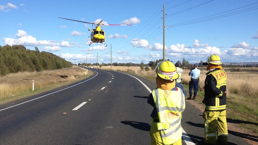 The rescue helicopter transported a 21-year-old man to the John Hunter Hospital.