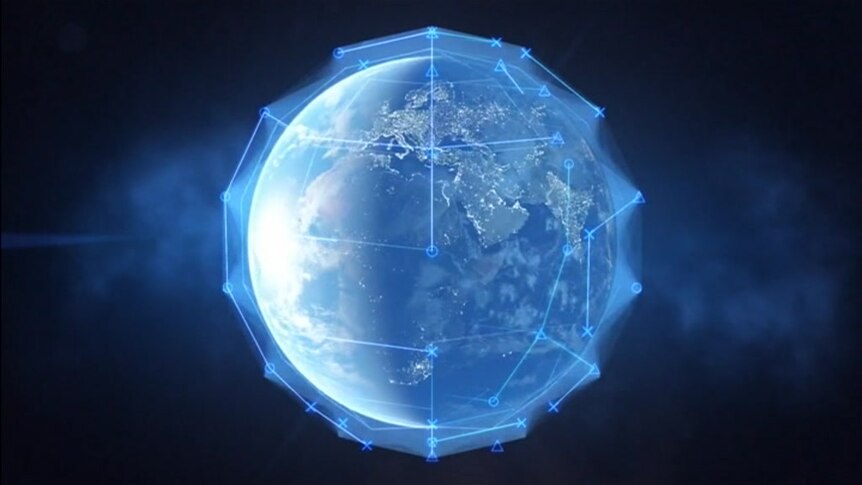 A graphic showing the globe enveloped in a blue shield - illustrating the coverage of the LinkSure satellites