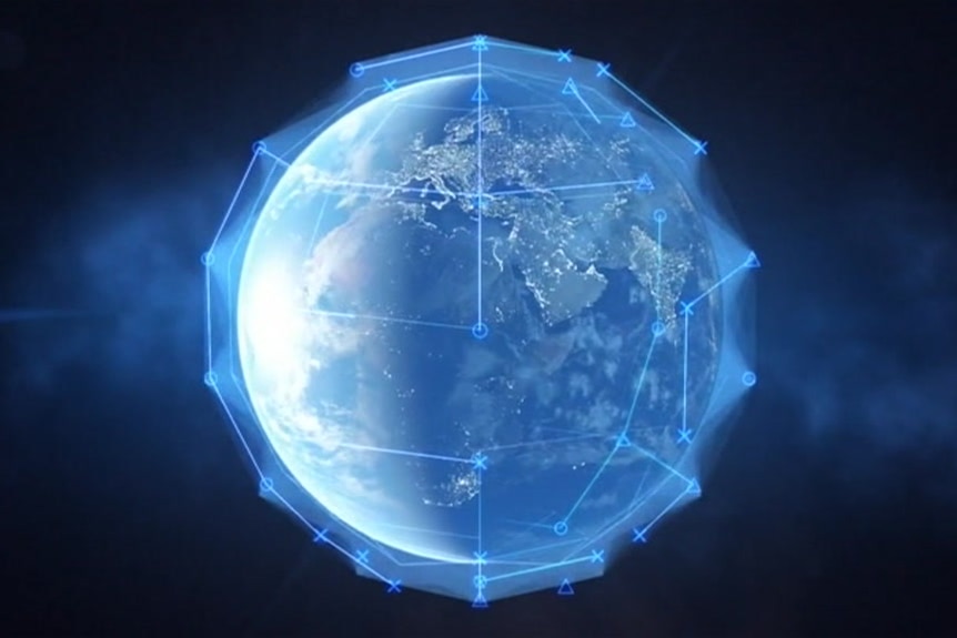 A graphic showing the globe enveloped in a blue shield - illustrating the coverage of the LinkSure satellites