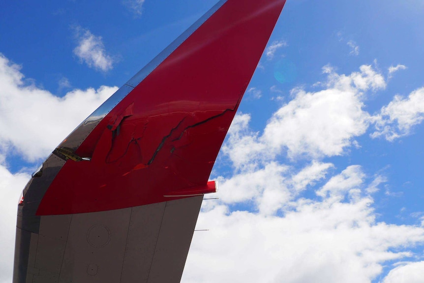 Damaged Virgin Australia plane wing