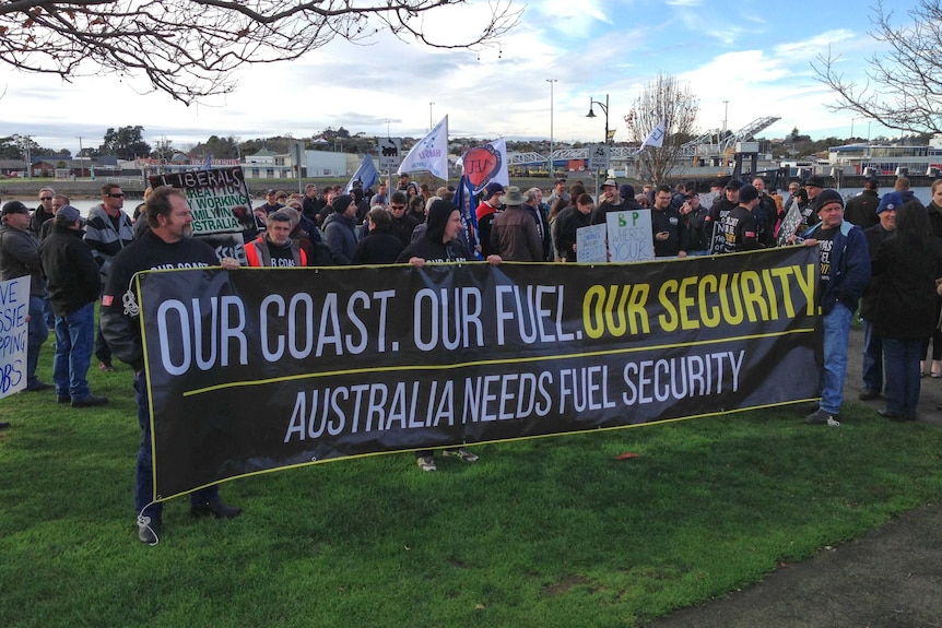 Tanker rally on Devonport waterfront