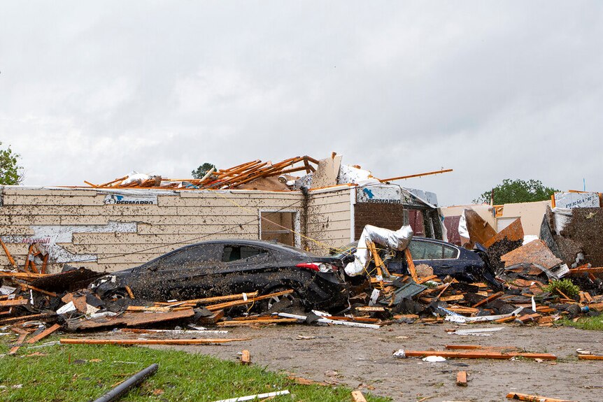 A home had its roof torn off after a tornado ripped through the town of Monro.