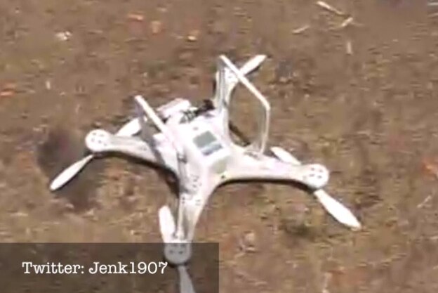 Video still showing drone shot down by Turkish police