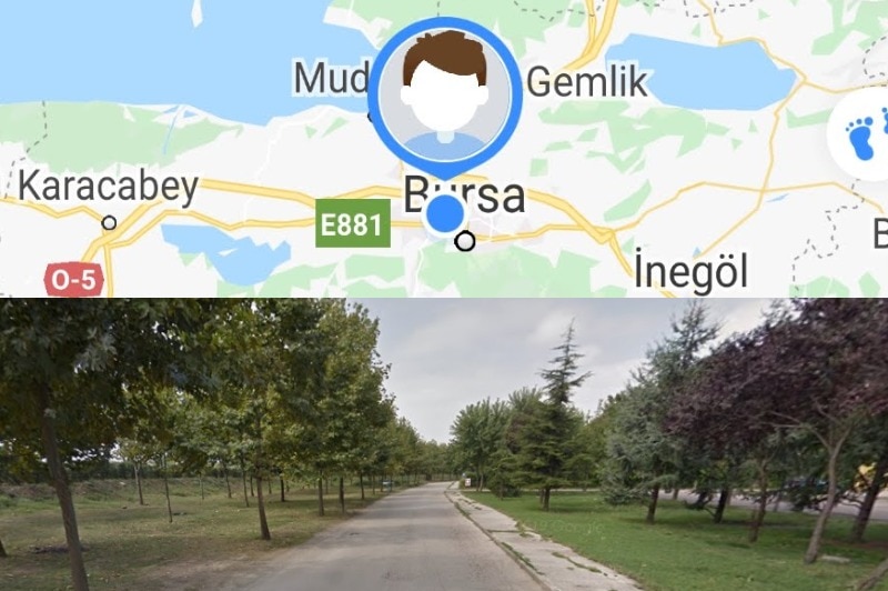 Another user was pinged walking through a park.