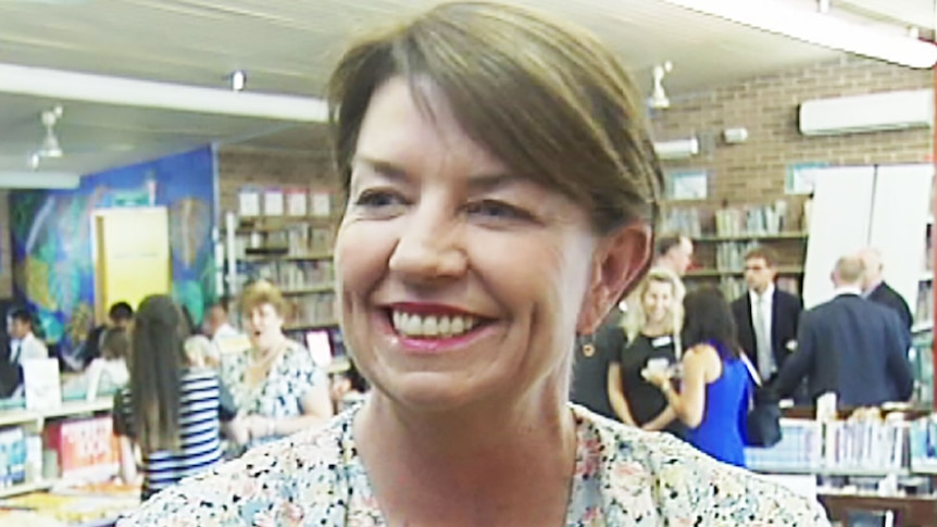 Anna Bligh cannot hide the smile while commenting on Campbell Newman's downfall.