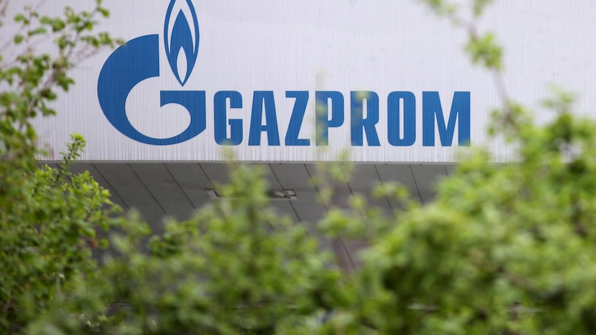 A Gazprom logo on a station
