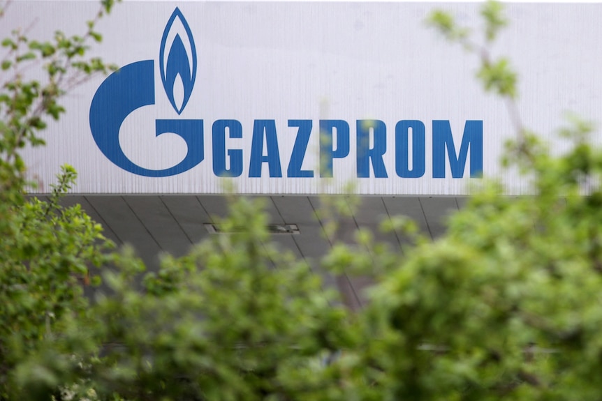 A Gazprom logo on a station