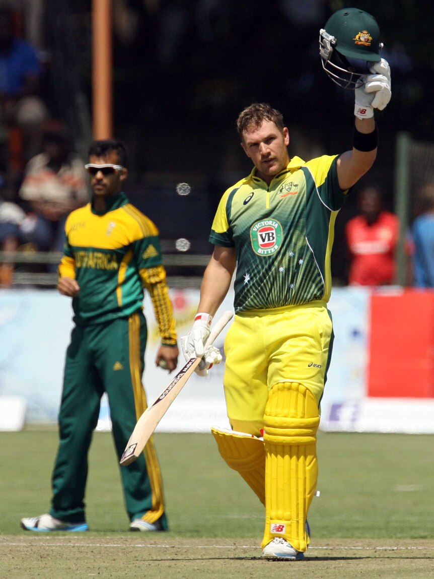 Finch celebrates ODI ton against Proteas