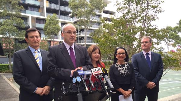 Luke Foley with Linda Burney announcing Indigenous cultural centre