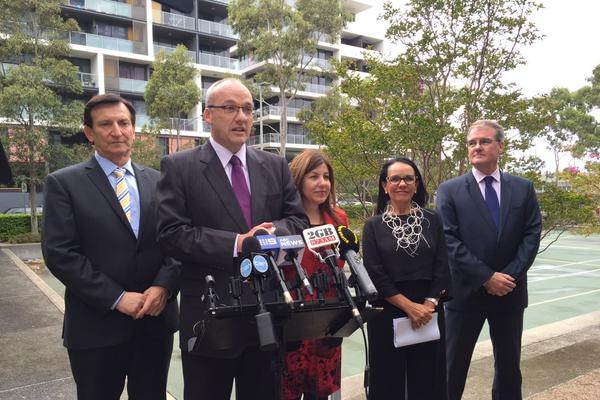 Luke Foley with Linda Burney announcing Indigenous cultural centre