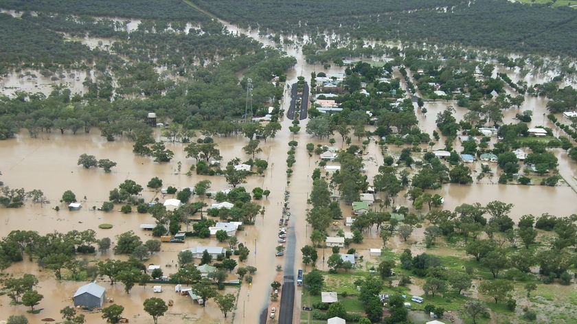 Underwater world: Bollon's 120 residents have refused offers to be airlifted.