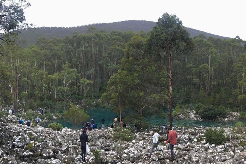 Sightseers at a waterhole.