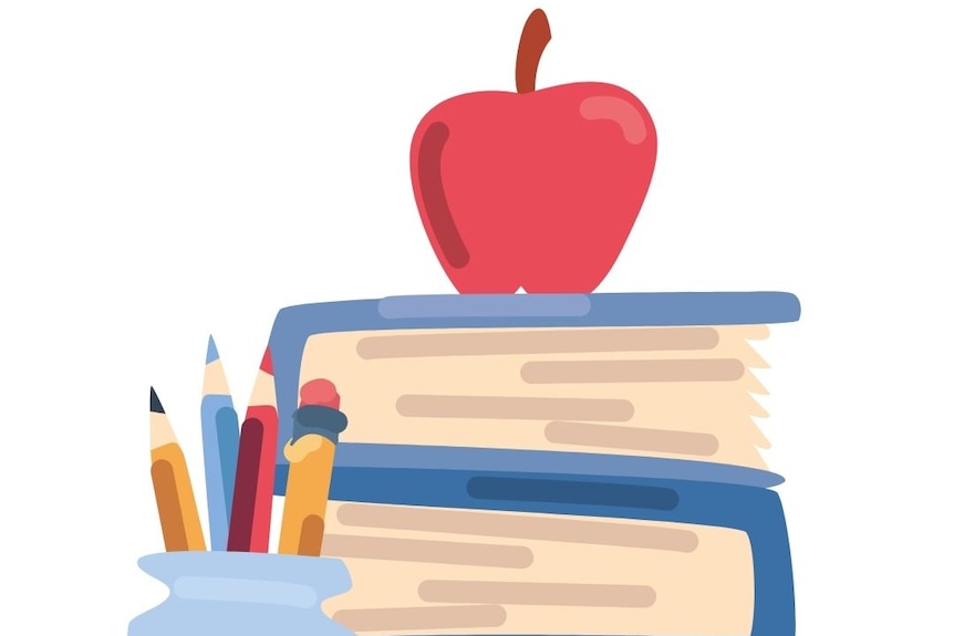 Animation of apple, textbooks