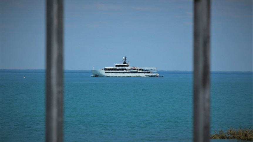 A cruise boat still at sea