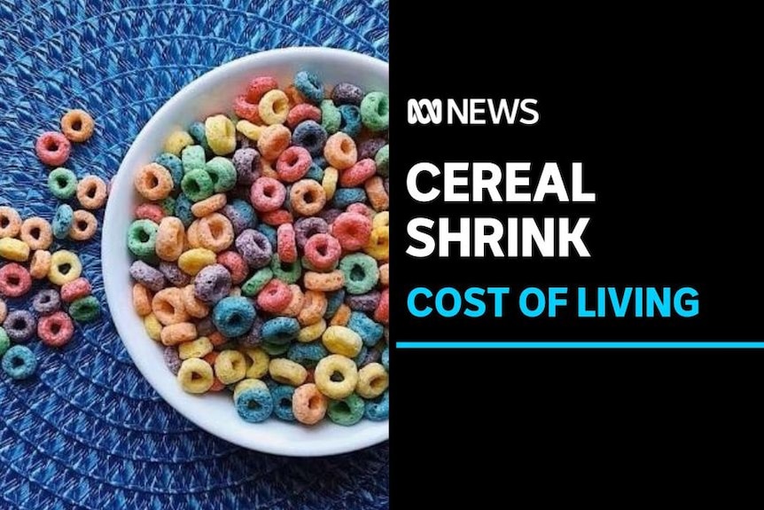 Cereal Shrink, Cost of Living: a bowl filled with colourful circles of cereal. Some cerial has spilled from the bowl.