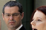 Julia Gillard (foreground) and Stephen Conroy