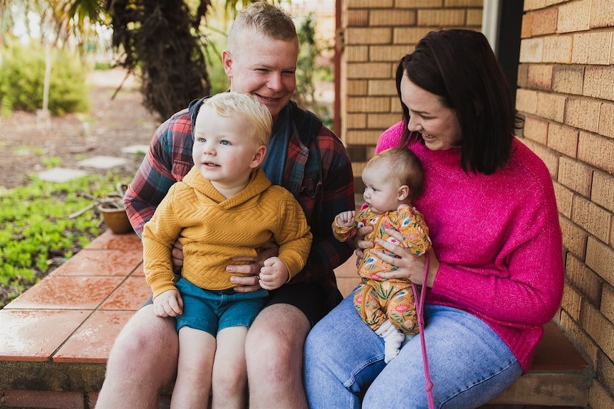 Megan with her family for a story on deciding what your kids will call your parents