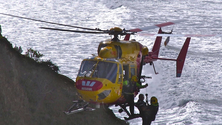 Tasmanian rescue helicopter winches man after boating accident