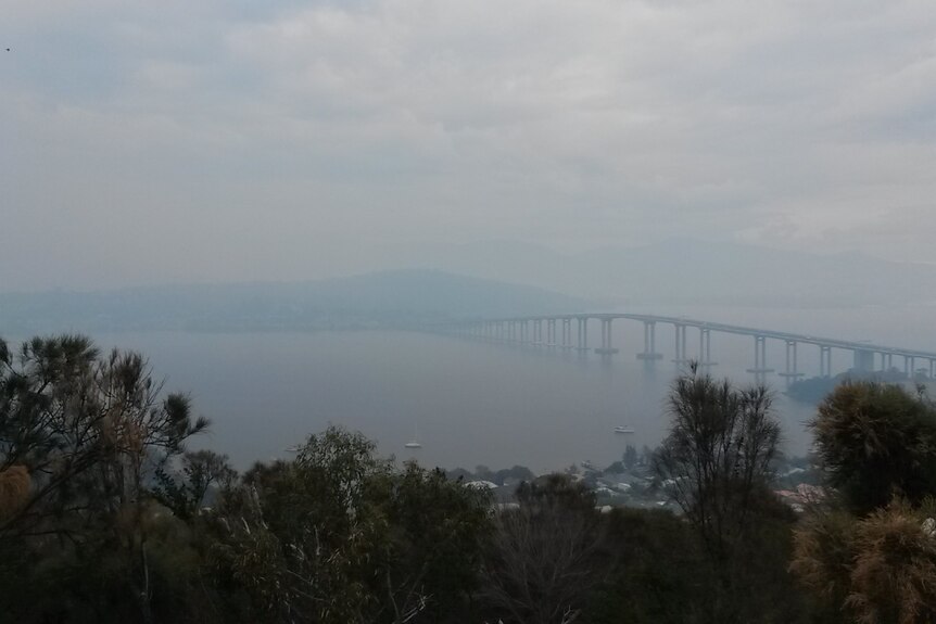Thick smoke over Hobart