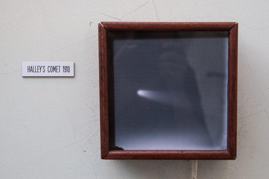 Halley's comet photographed on glass in 1910 at the Perth Observatory.