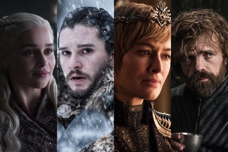 A composite image of Daenerys Targaryen, Jon Snow, Cersei Lannister and Tyrion Lannister.