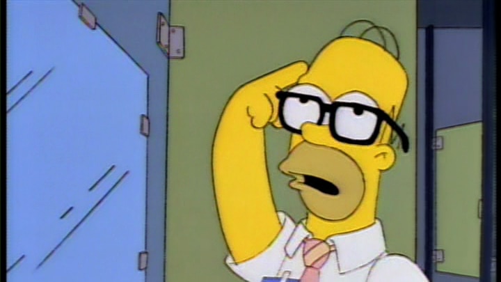 Homer Simpson wearing glasses in an episode from The Simpsons