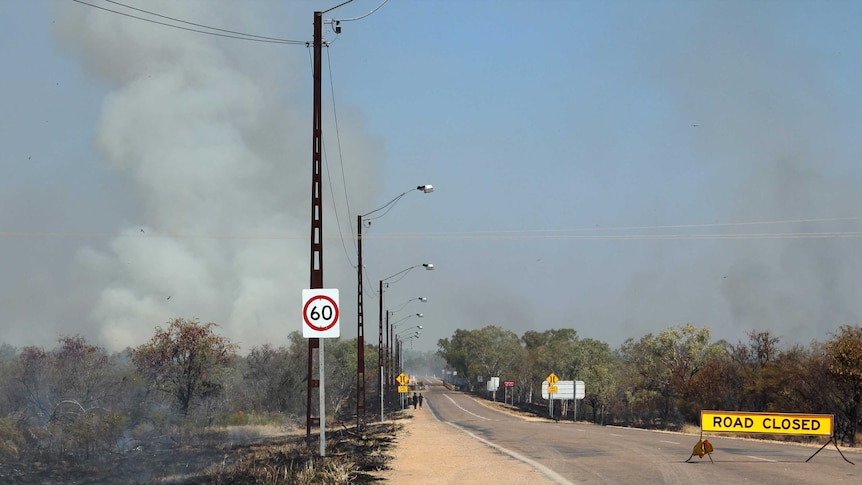 Smoke billows from a bushfire raging near Fitzroy Crossing.