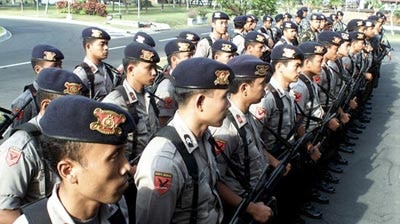 Indonesian police at Bali's International Airport.