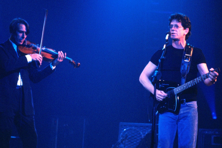 Lou Reed (right) and John Cale of the Velvet Underground on stage