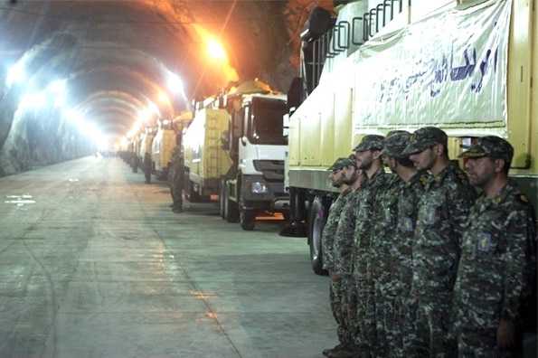 Iranian military in underground missile tunnel