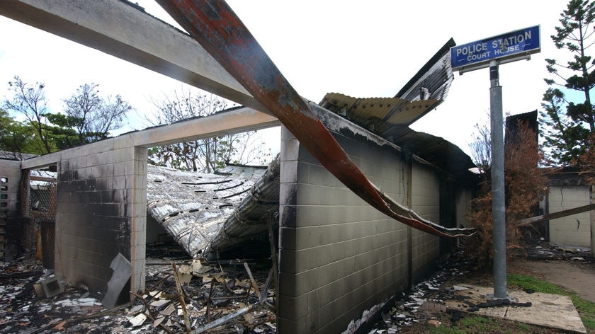 The Palm Island police station was targeted in the riot.