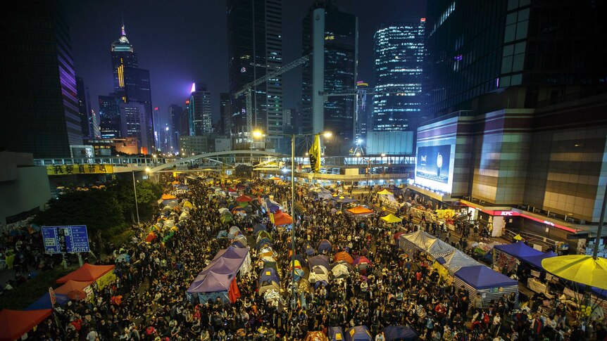 Pro-democracy protesters in Hong Kong on December 10, 2014