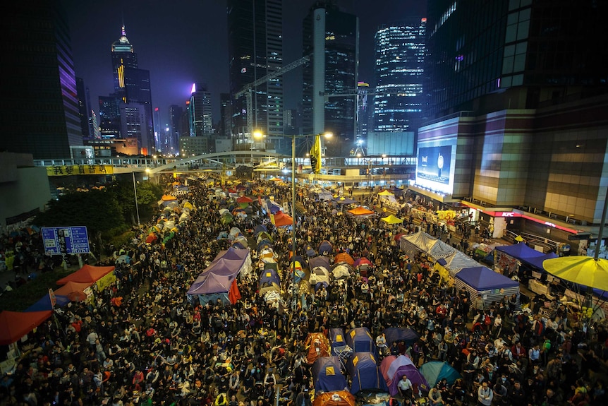 Pro-democracy protesters in Hong Kong on December 10, 2014