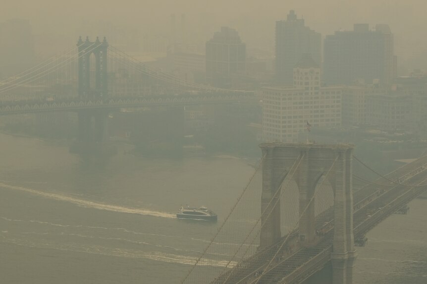 Haze over the city of New York. 