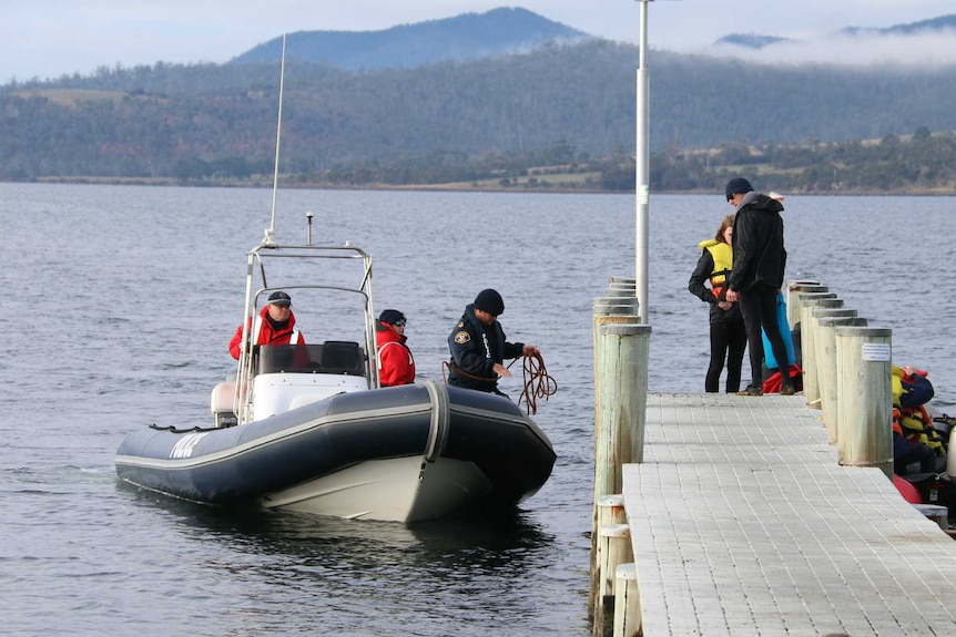 Police boat crew at Boomer Bay