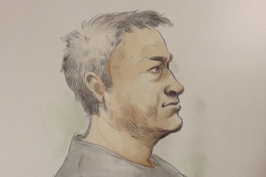 Court sketch of Tony James Paraha, 50, who is accused of killing his baby daughter.