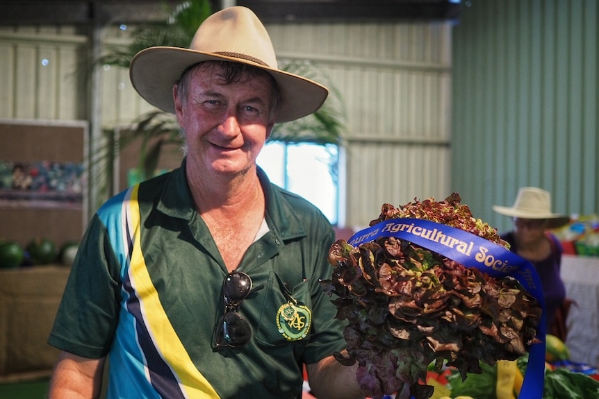 Kununurra grower Chris Robinson with his prize winning lettuce