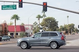 Self-driving Volvo purchased by Uber driving through Arizona