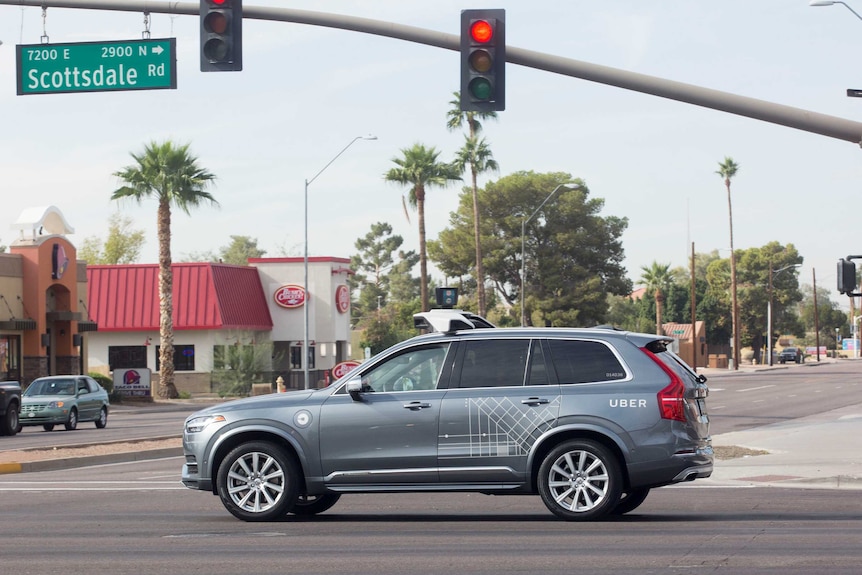 A self-driving vehicle moves through Arizona