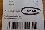 A shopping receipt