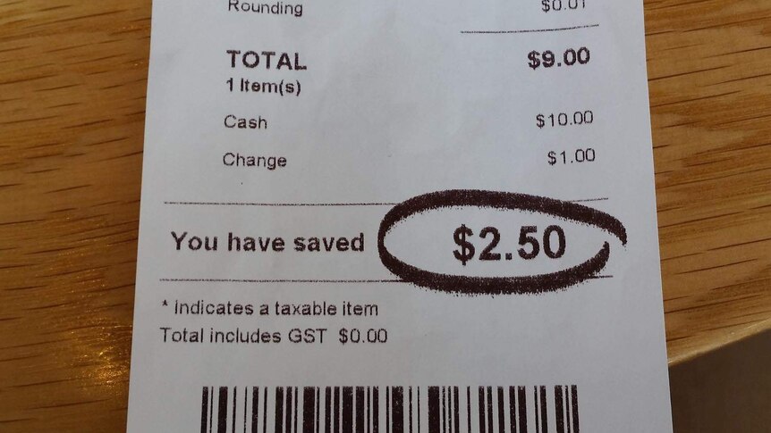 A shopping receipt