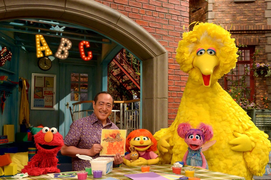 The Sesame Street crew including Big Bird and Elmo