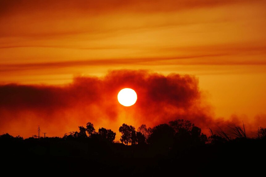 sunset with smoke