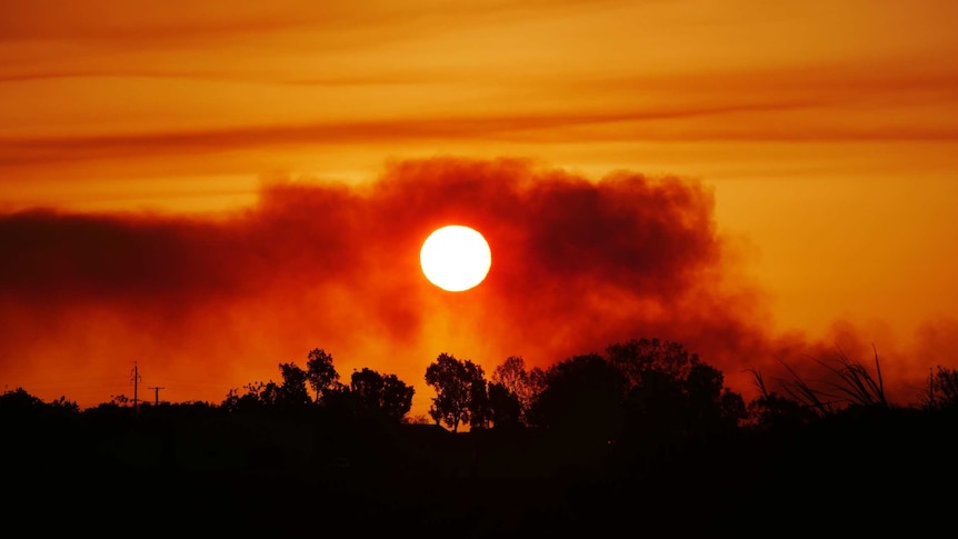 sunset with smoke